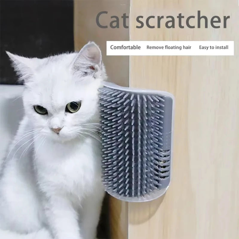 Cat Deshedding Massage Comb Corner Scratcher Brush With Catnip