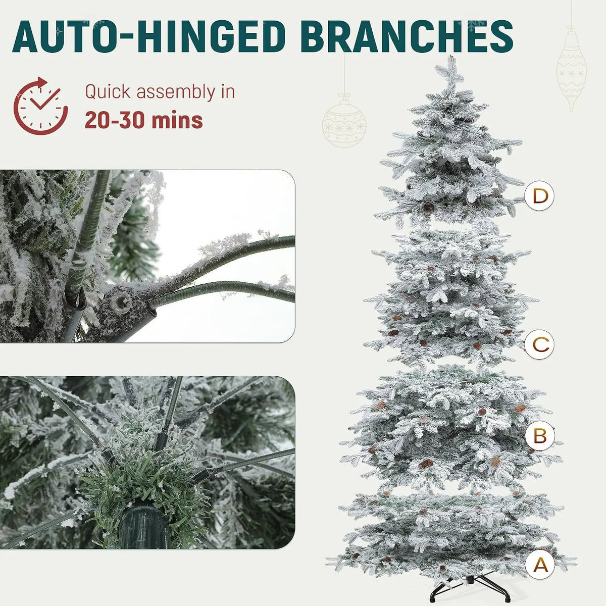 9 Foot Flocked Mountain Pine Christmas Tree, Pre-Lit and Includes Remote