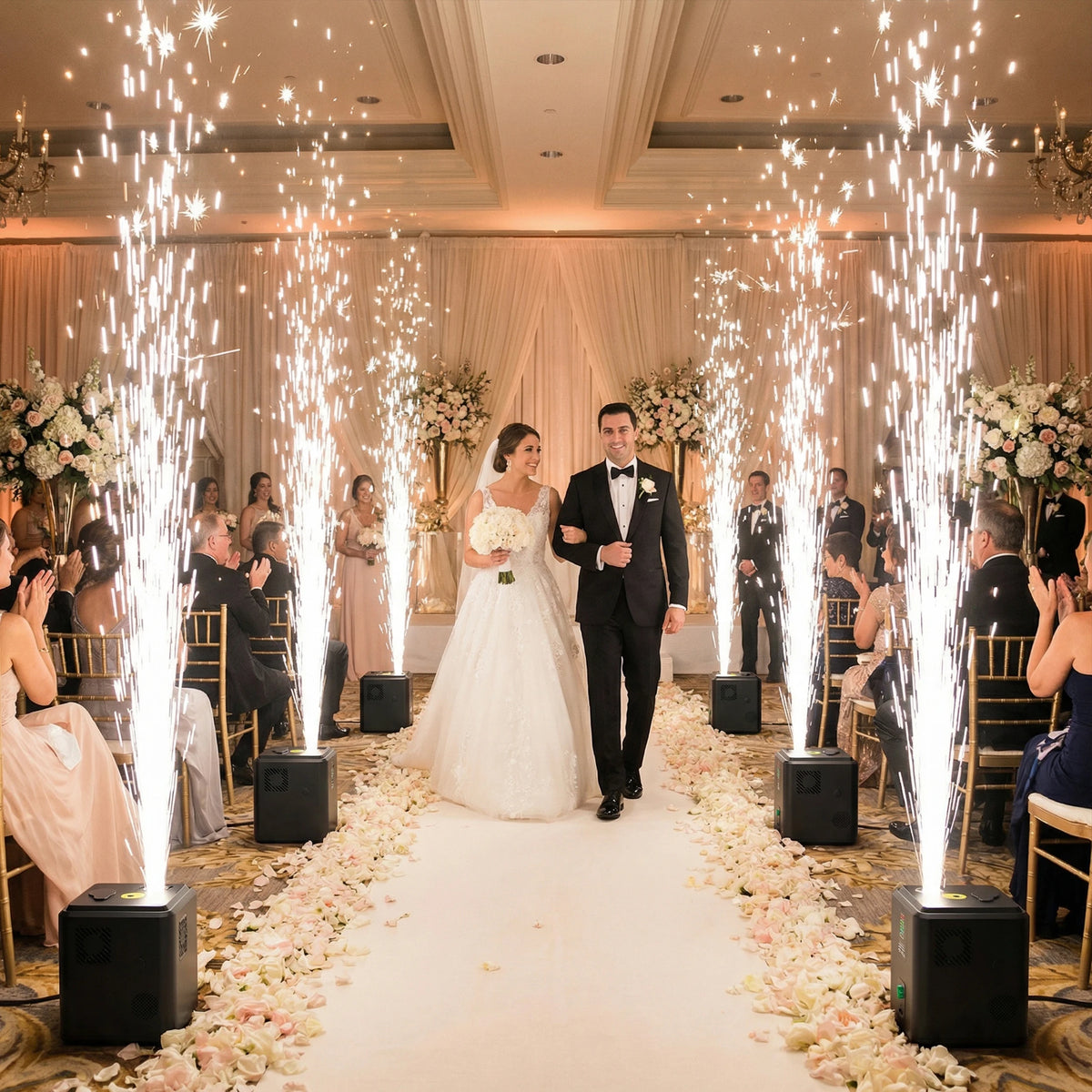 350W Mini Cold Spark Machine Wireless Remote Control Stage Effect Equipment, 2-3m Spark Height Low Temperature Spark Generator for Wedding Proposal Party Club Live Show, No DMX
