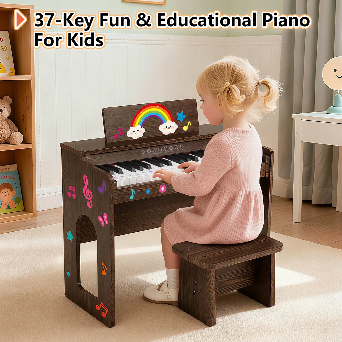 Mustar Wooden Digital Piano With Bench And Music Book