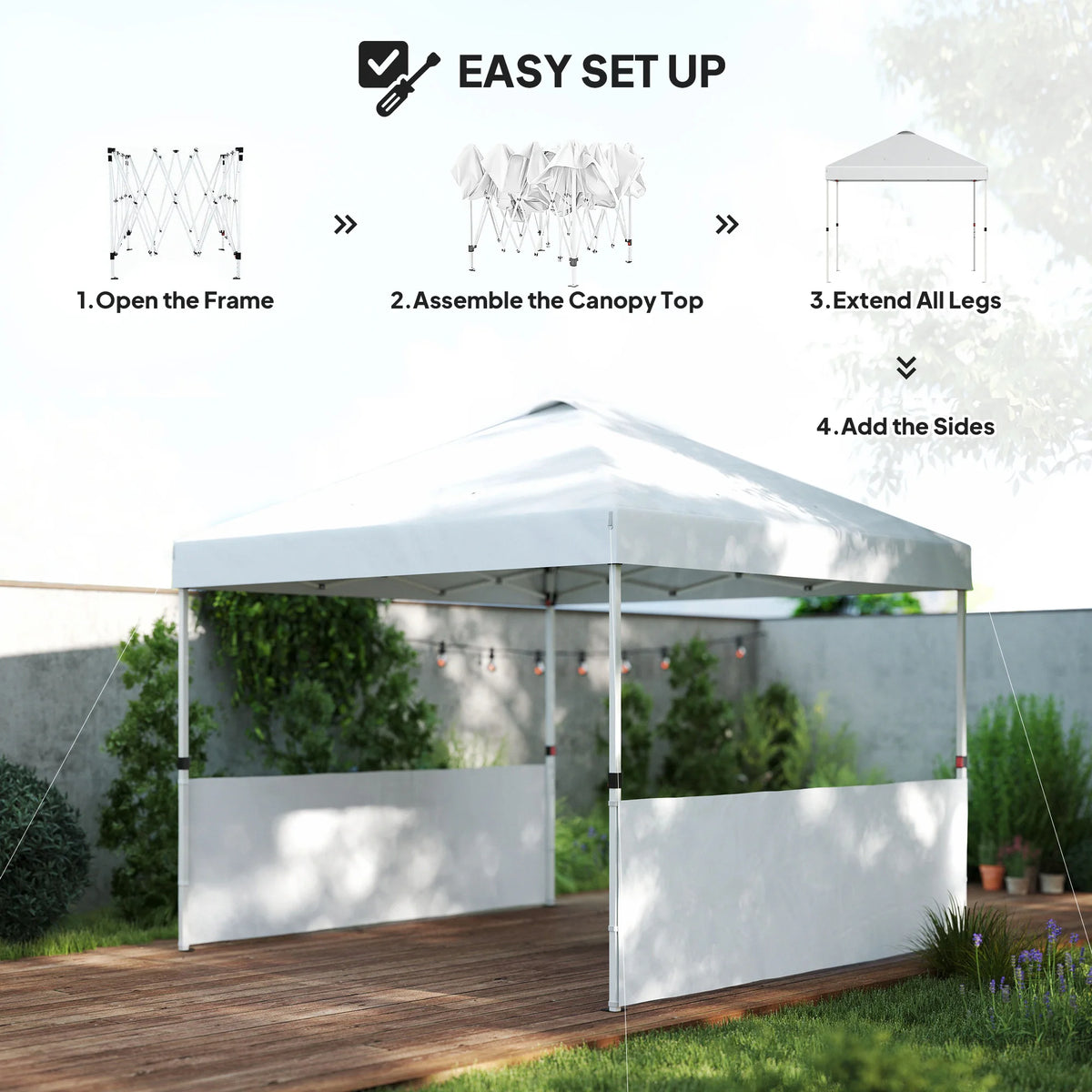 Outsunny Portable Pop Up Canopy Gazebo With Sidewalls