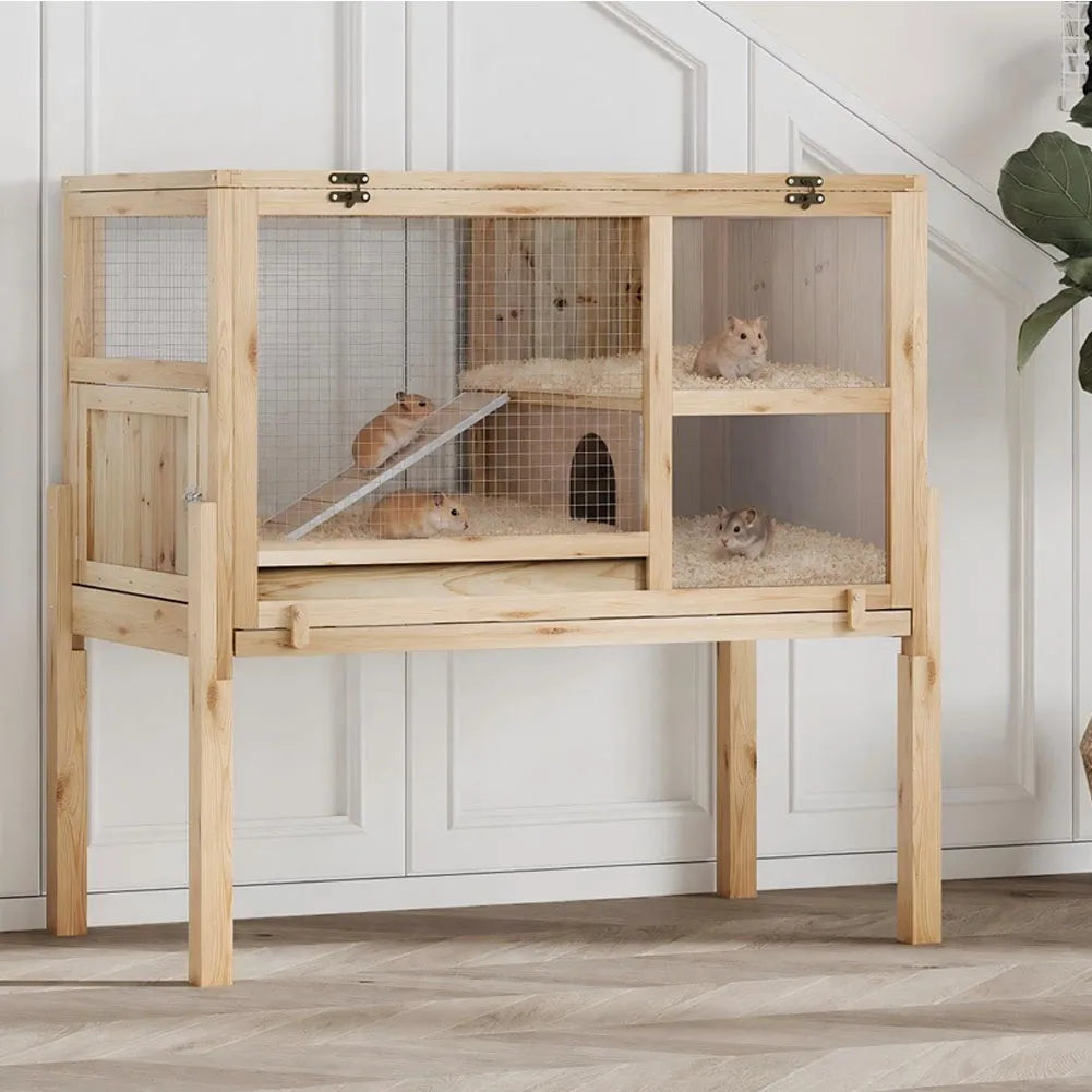 Wooden Indoor/Outdoor Hutch With Stand And Ramp Hideout