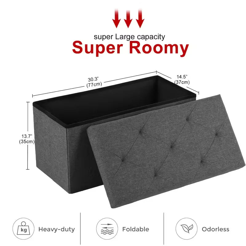 Sarenzoon Heavy Duty Folding Storage Ottoman Bench With Seat