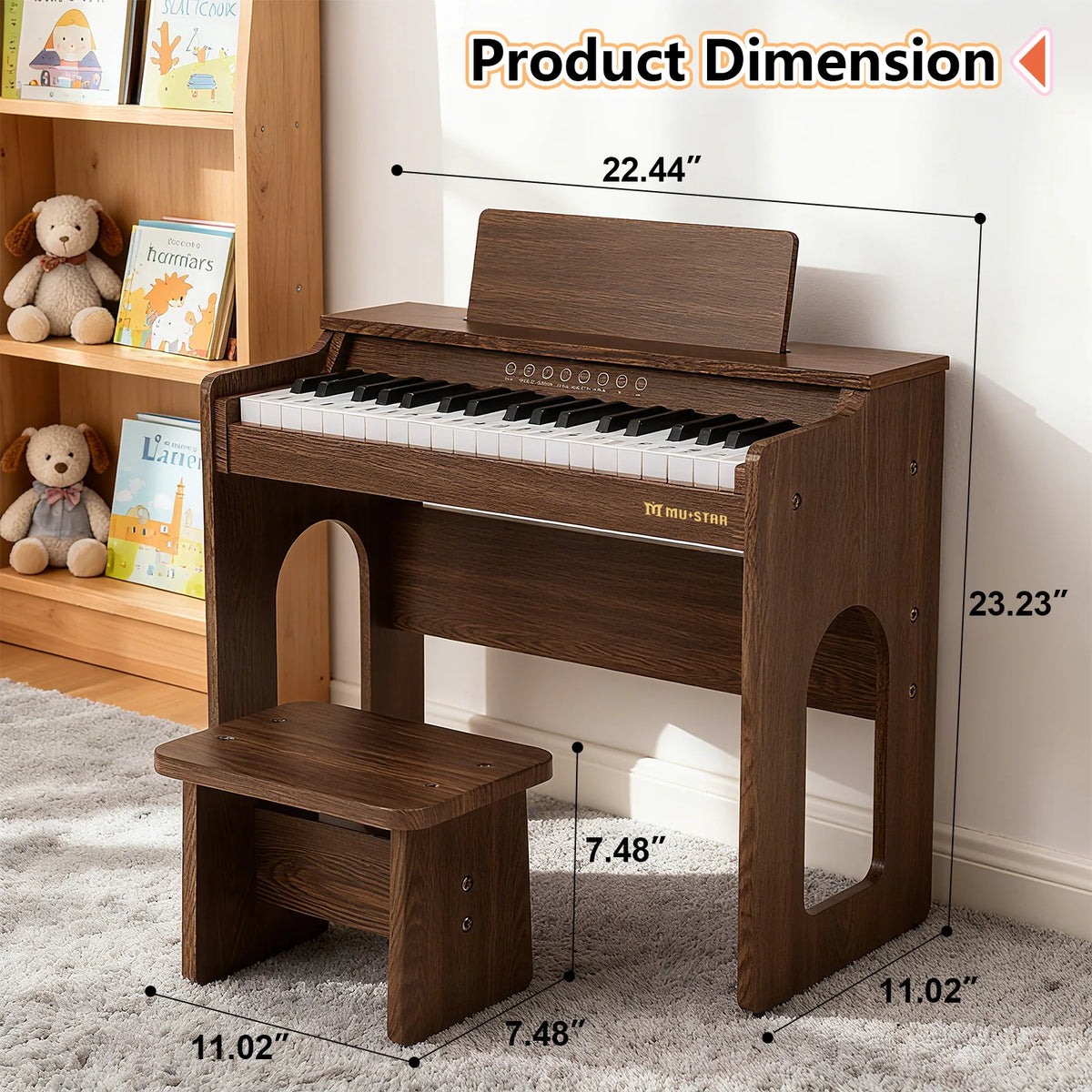 Mustar Wooden Digital Piano With Bench And Music Book