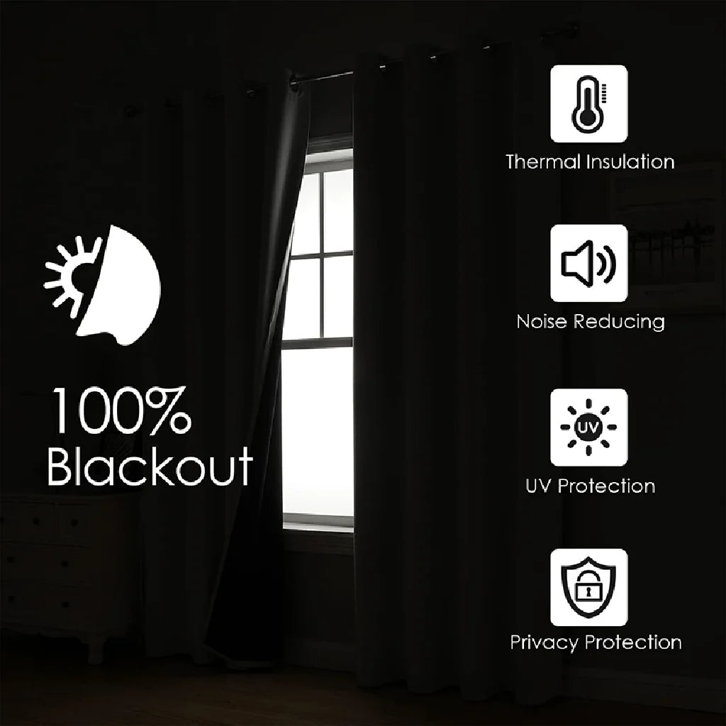 Thermal Blackout Curtains Noise Reducing Privacy Drapes For Home Decor