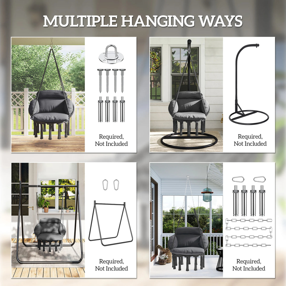 Outsunny Hanging Macrame Hammock Chair With Plush Cushion For Patio
