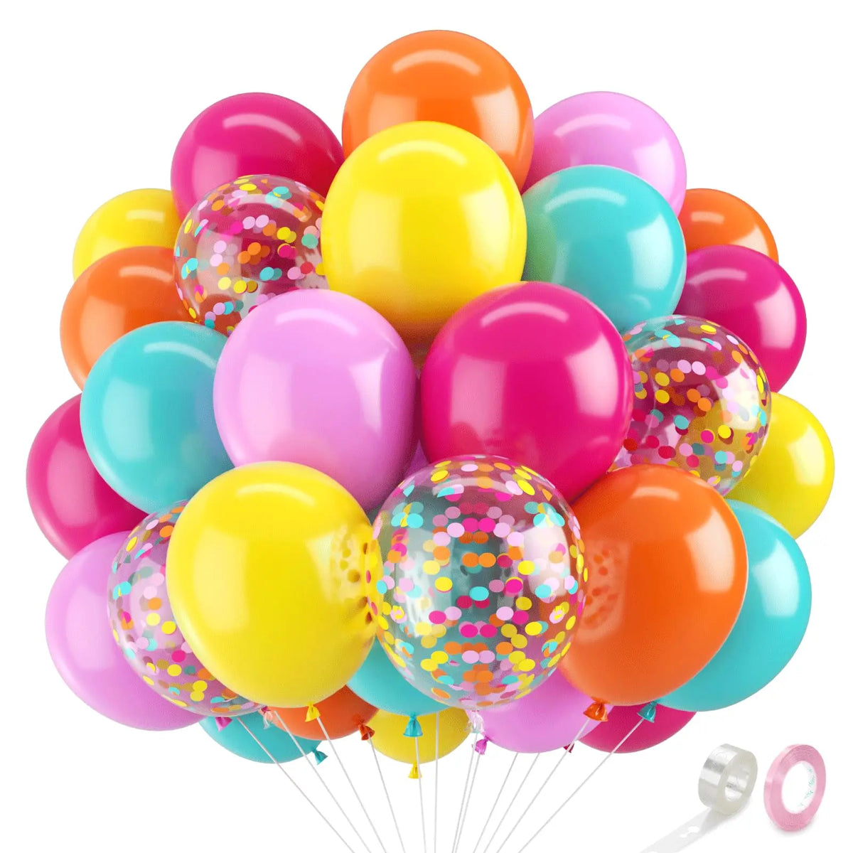 Zesliwy Black Gold Confetti Balloons 50 pack - 12 Inch Gold White and Black Confetti Balloons with Ribbons for Graduation Birthday Wedding Party Decorations