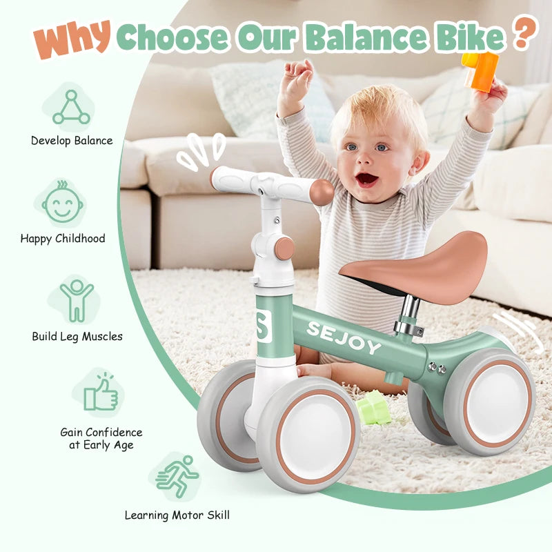 Sejoy Four Wheel Toddler Balance Bike And Ride Toy