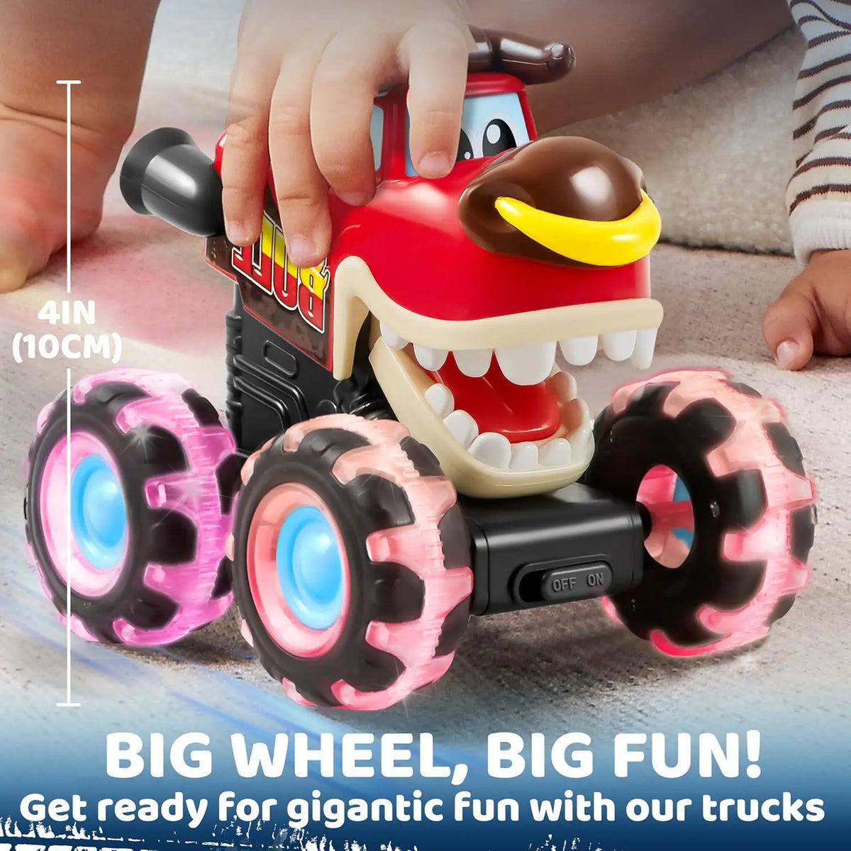 Joyfy 3 Pack Light Up Monster Truck Press And Toys