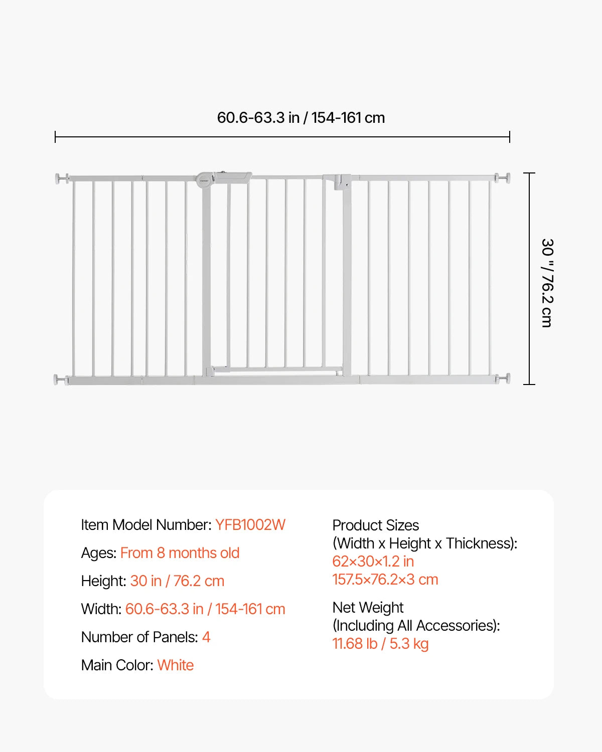SucceBuy Stainless Steel Walk Thru Pressure Mount Baby Gate