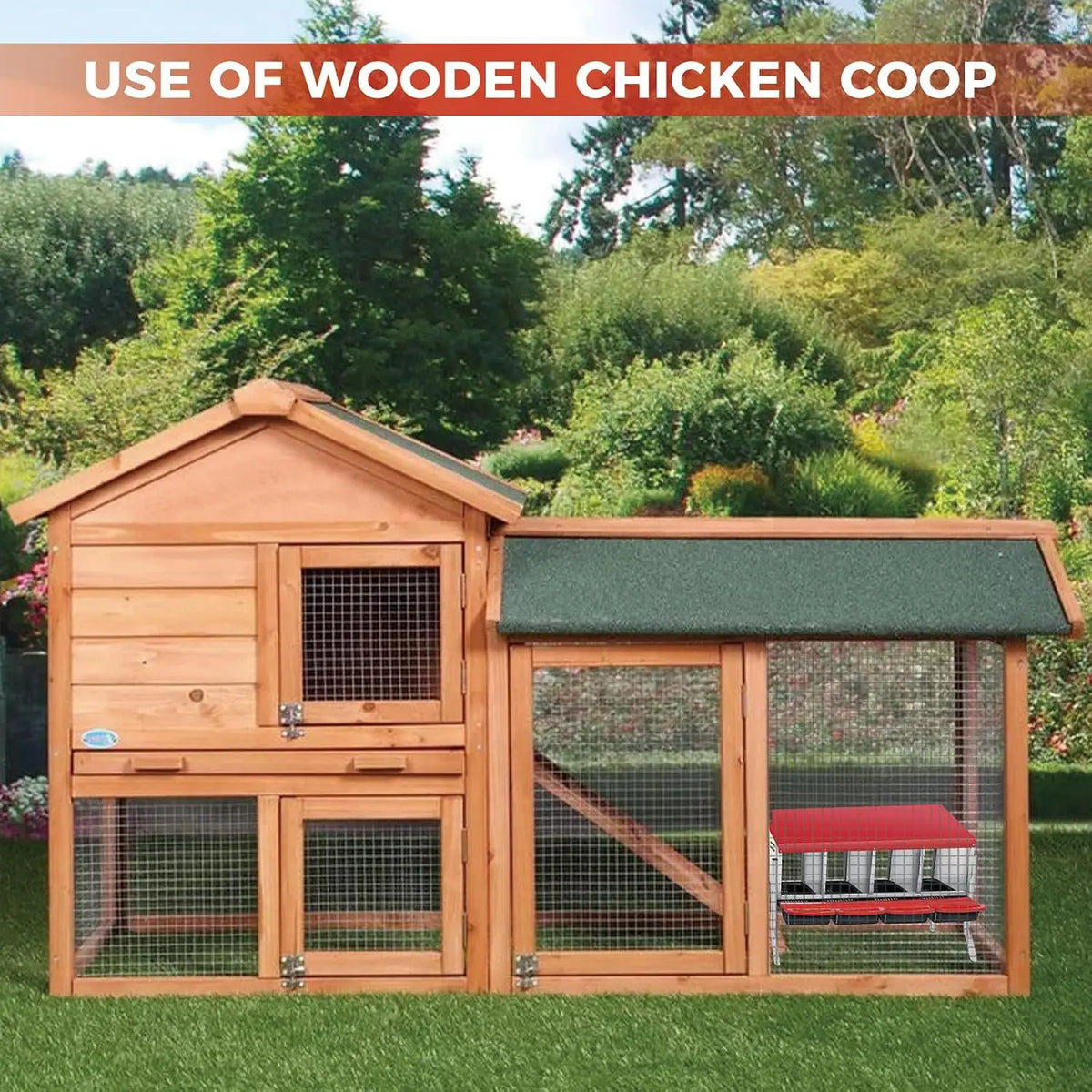 HiMISS Roll Away Chicken Nesting Box With Egg Collection Tray