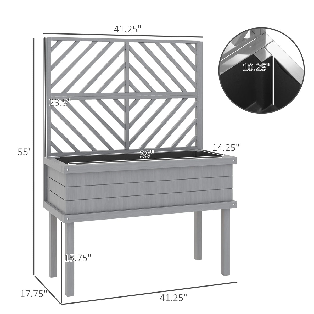 Outsunny Wooden Raised Garden Bed With Trellis For Climbing Plants
