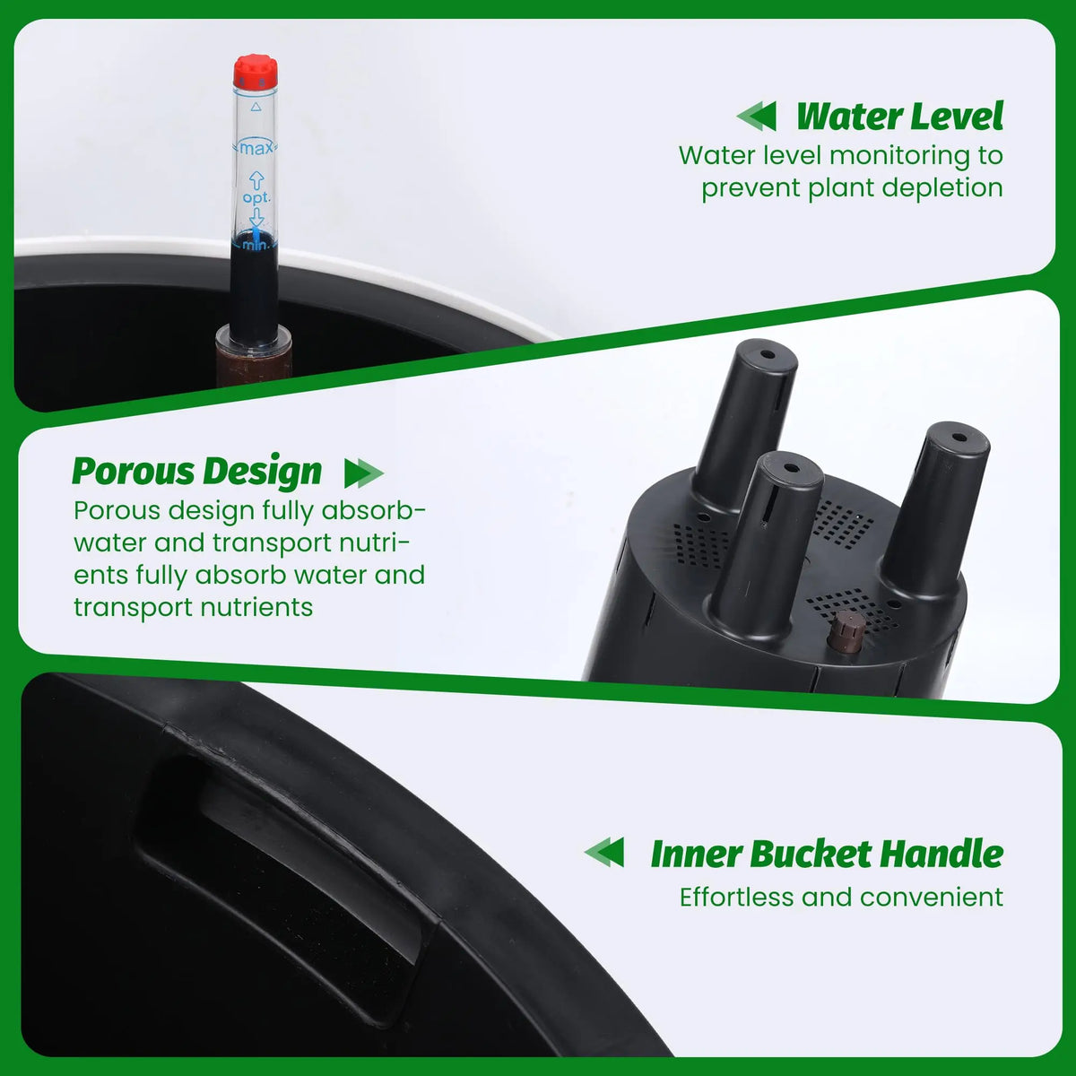 HiMISS Self Watering Indoor Outdoor Flower Planters With Level Indicator