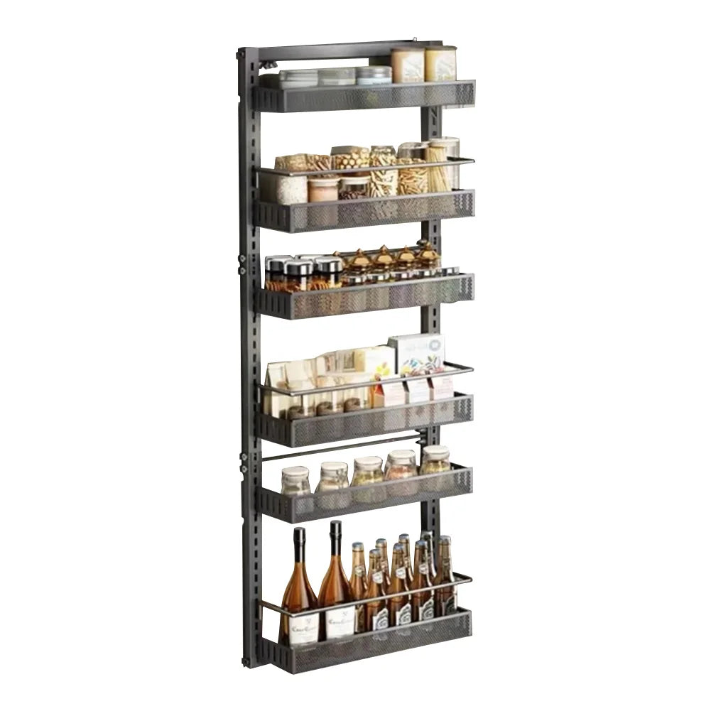 Adjustable 6-level metal pantry organizer for hanging on the door, spice organizer for hanging or wall mounting, for kitchen, bedroom, bathroom