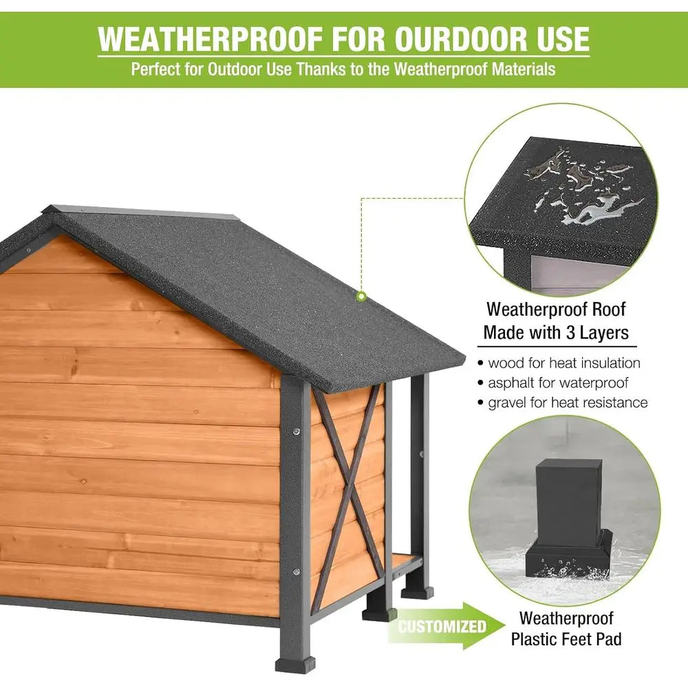 Modern All Weather Metal And Wood Dog House For Pets