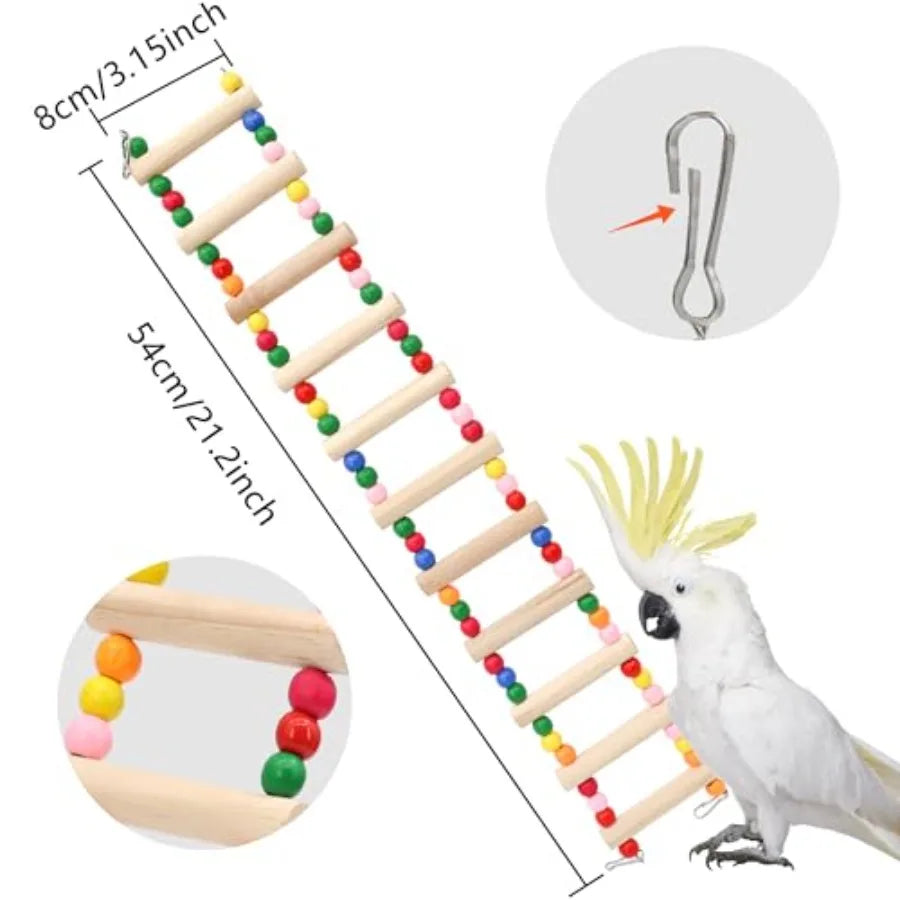 Raw Wood Bird And Hamster Climbing Ladder Bridge Toy