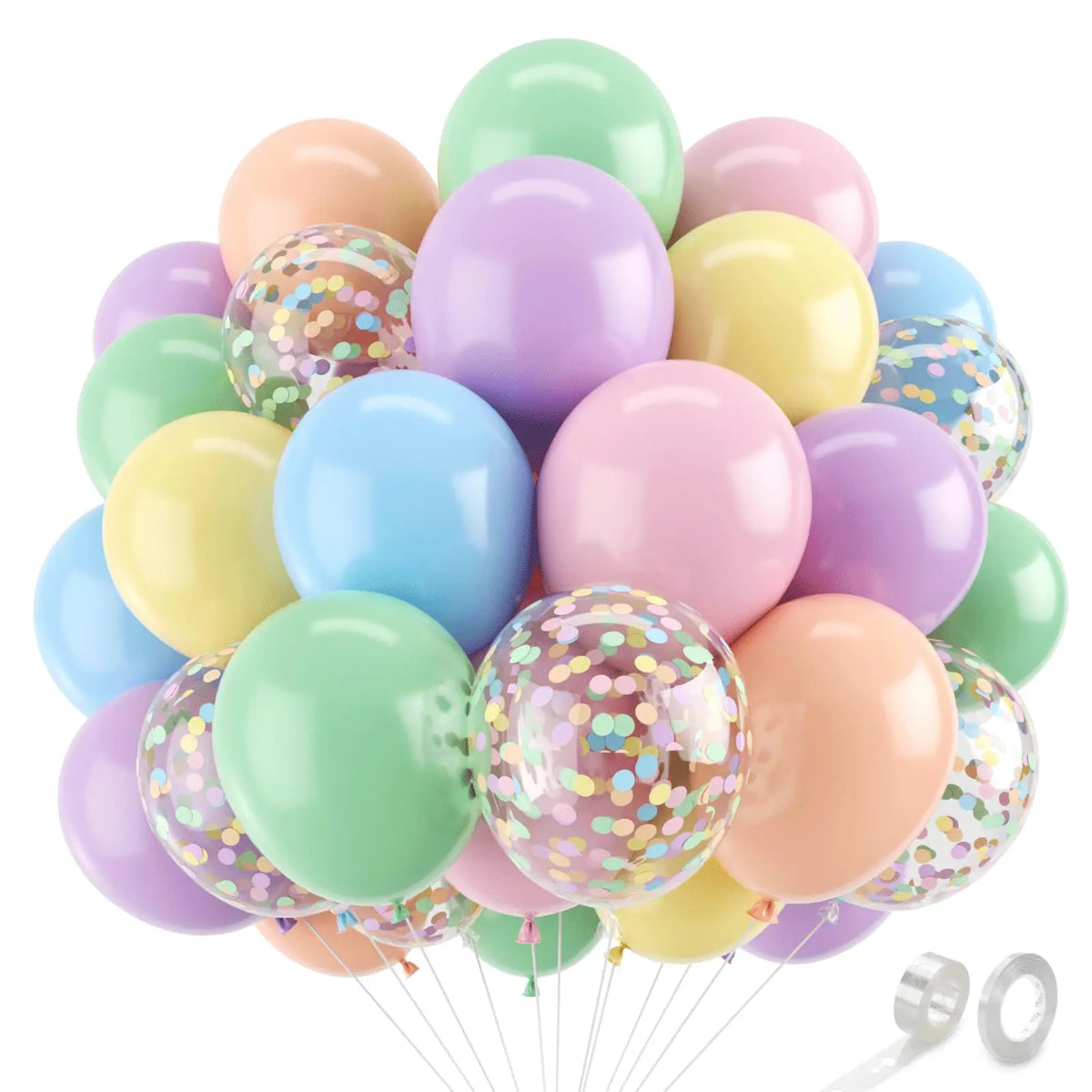 Zesliwy Black Gold Confetti Balloons 50 pack - 12 Inch Gold White and Black Confetti Balloons with Ribbons for Graduation Birthday Wedding Party Decorations