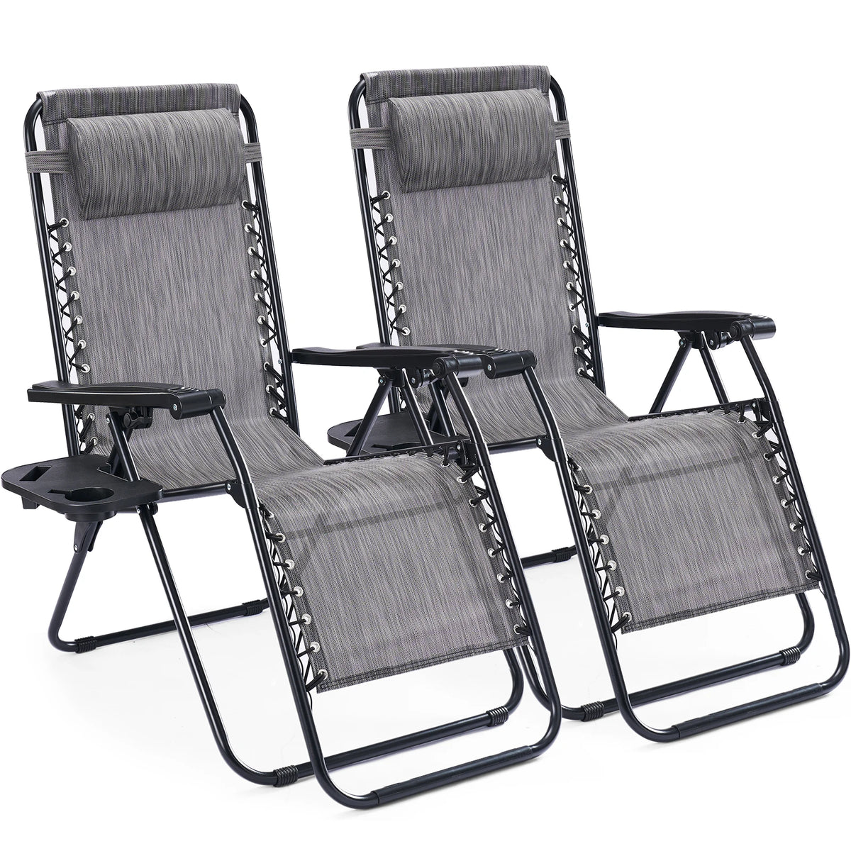 JHK Zero Gravity Outdoor Recliner Chair With Cup Holder Tray