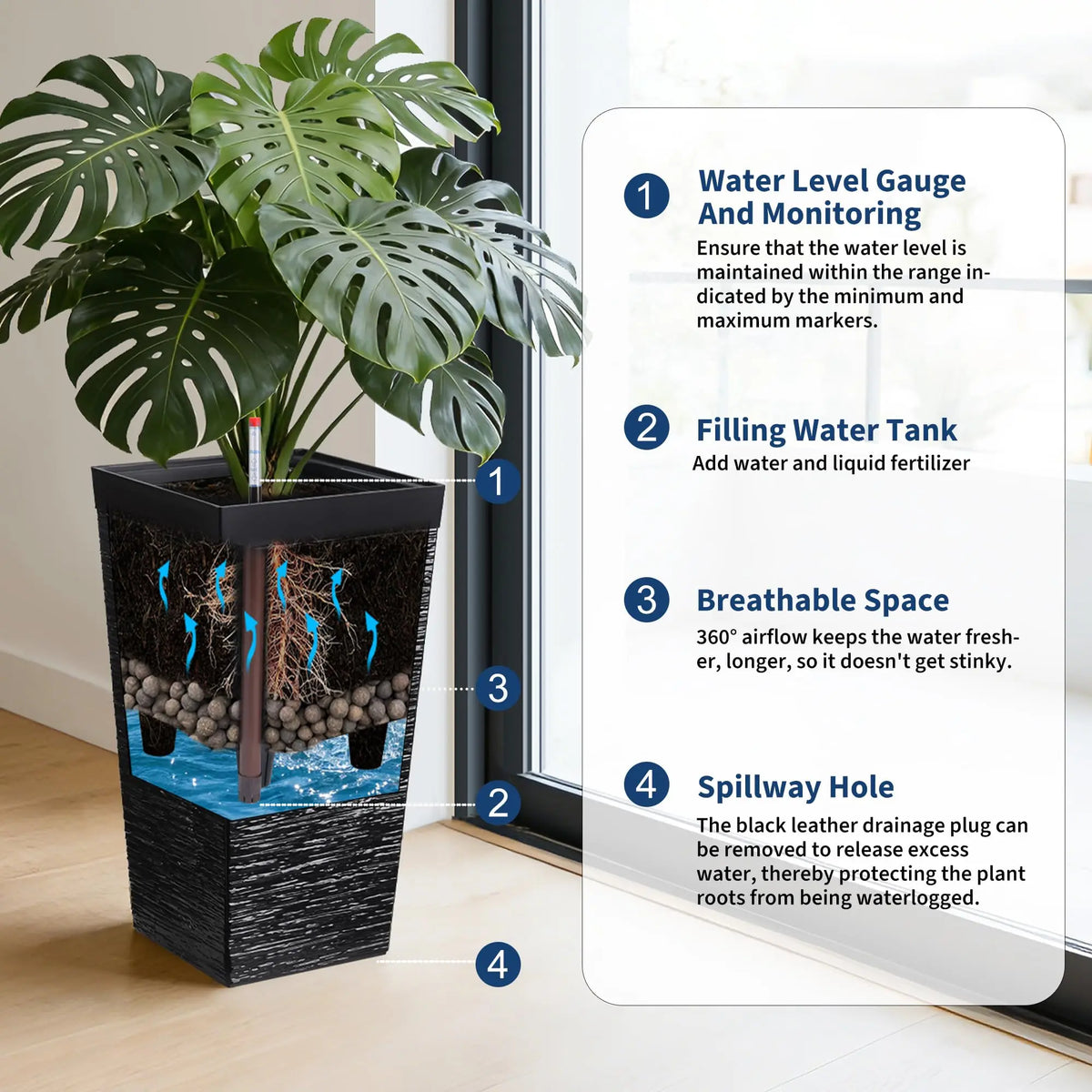 HiMiss Self Watering Planter Pots For Indoor Outdoor Use