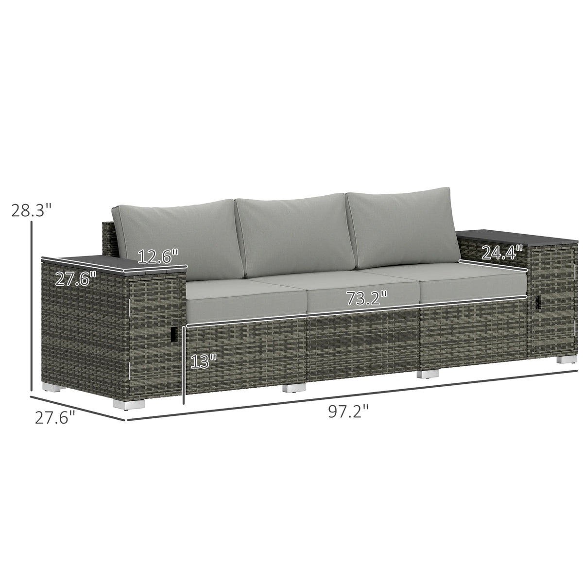 Outsunny Outdoor Wicker Sofa With Convenient Storage And Cushions