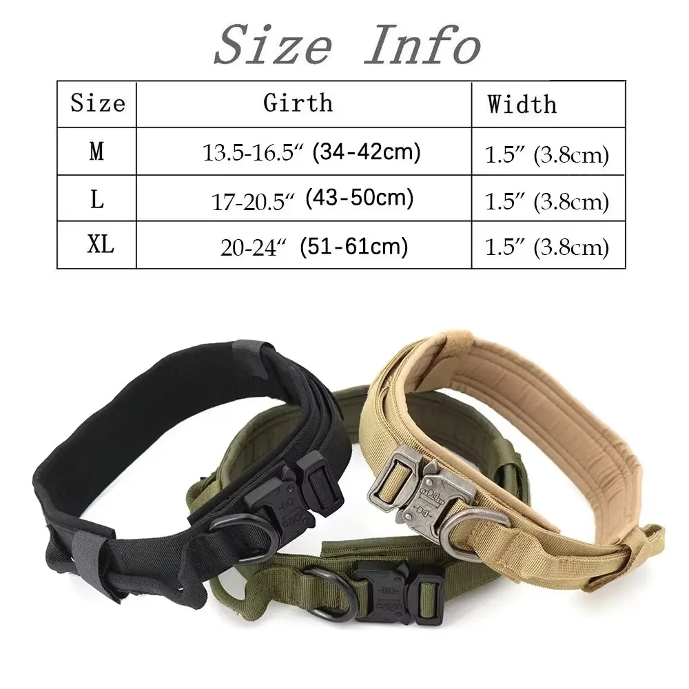 Adjustable Nylon Tactical Dog Harness Collar Leash Training Set