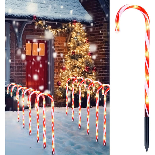 Joyfy Pre Lit Christmas Candy Cane Pathway Marker Lights