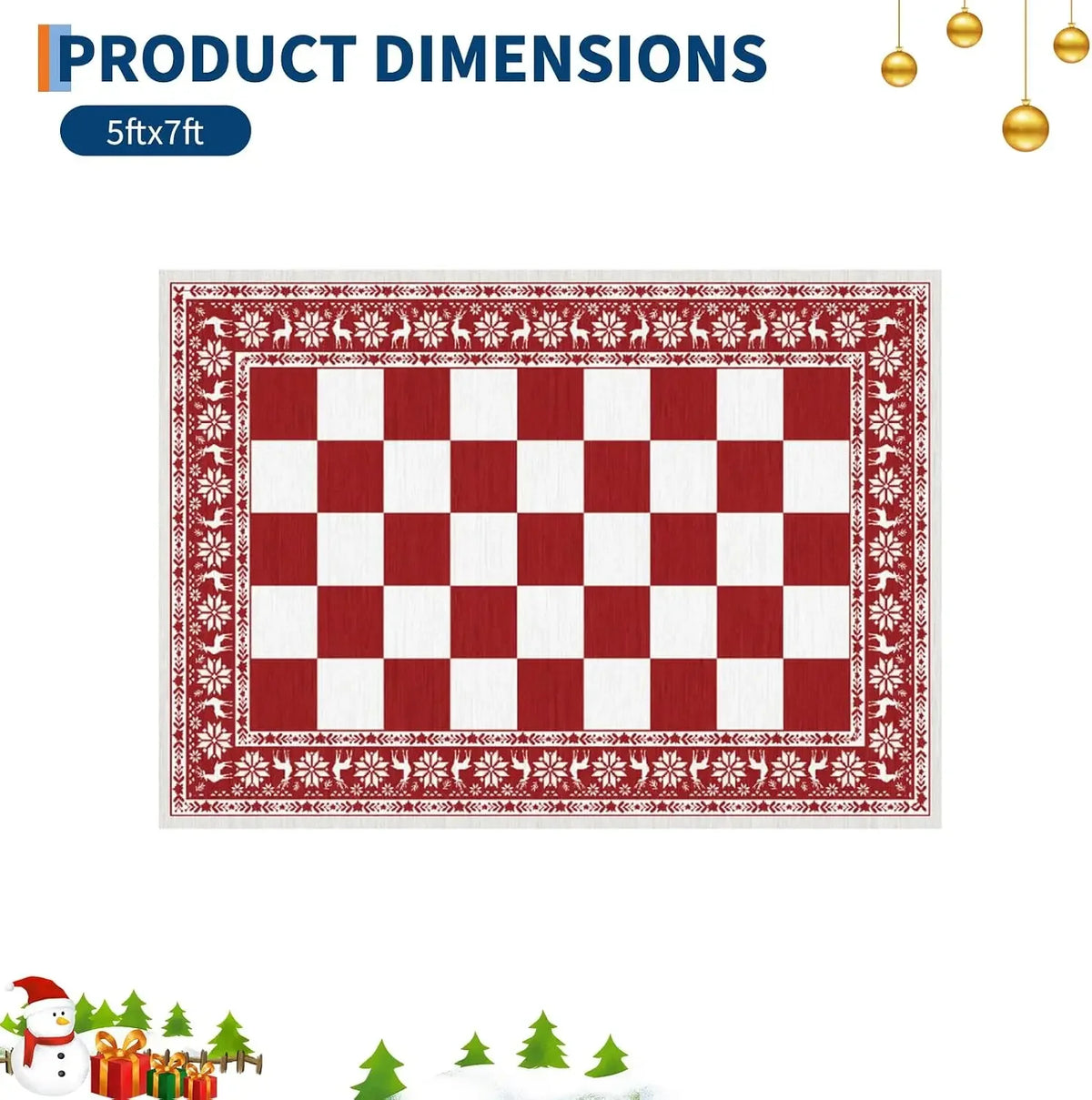 Garvee Christmas Plaid Area Rug, Soft Non-Slip Holiday Home Decor