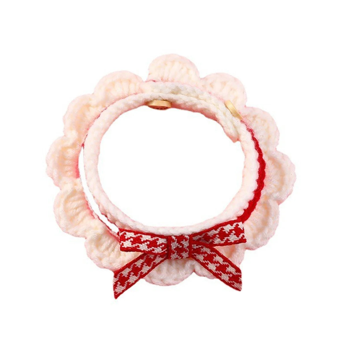 Hand-Knitted Adjustable Pet Collar With Lace Bowknot Soft Drool Pad