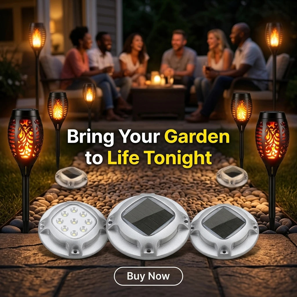 Solar Waterproof Flame Torch And LED Path Garden Yard Lights