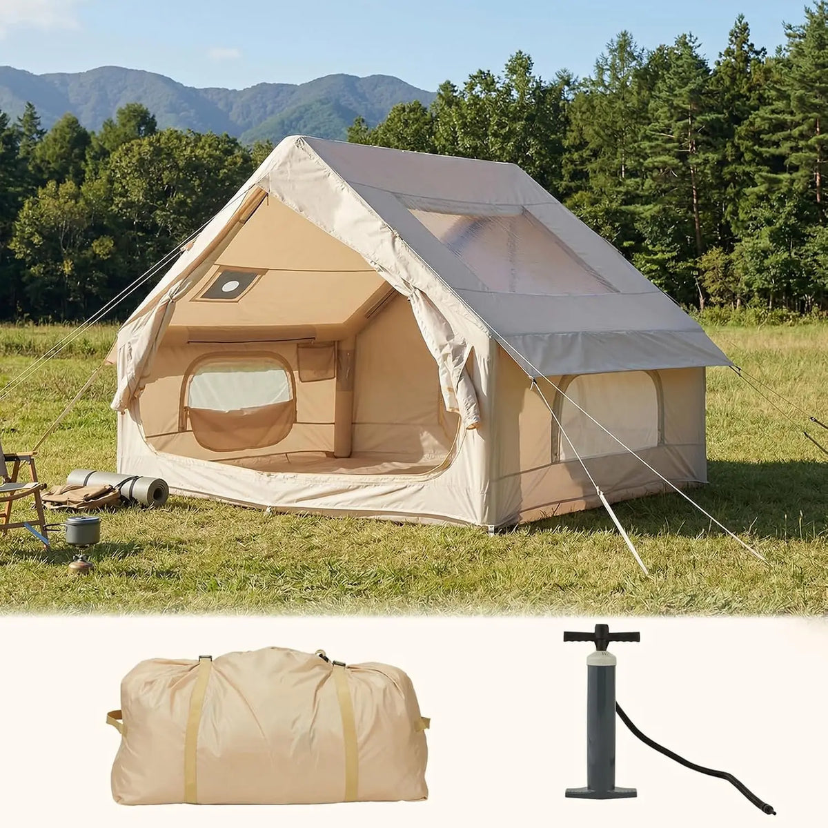 TACLEEKII Portable Inflatable Camping Tent with Skylight