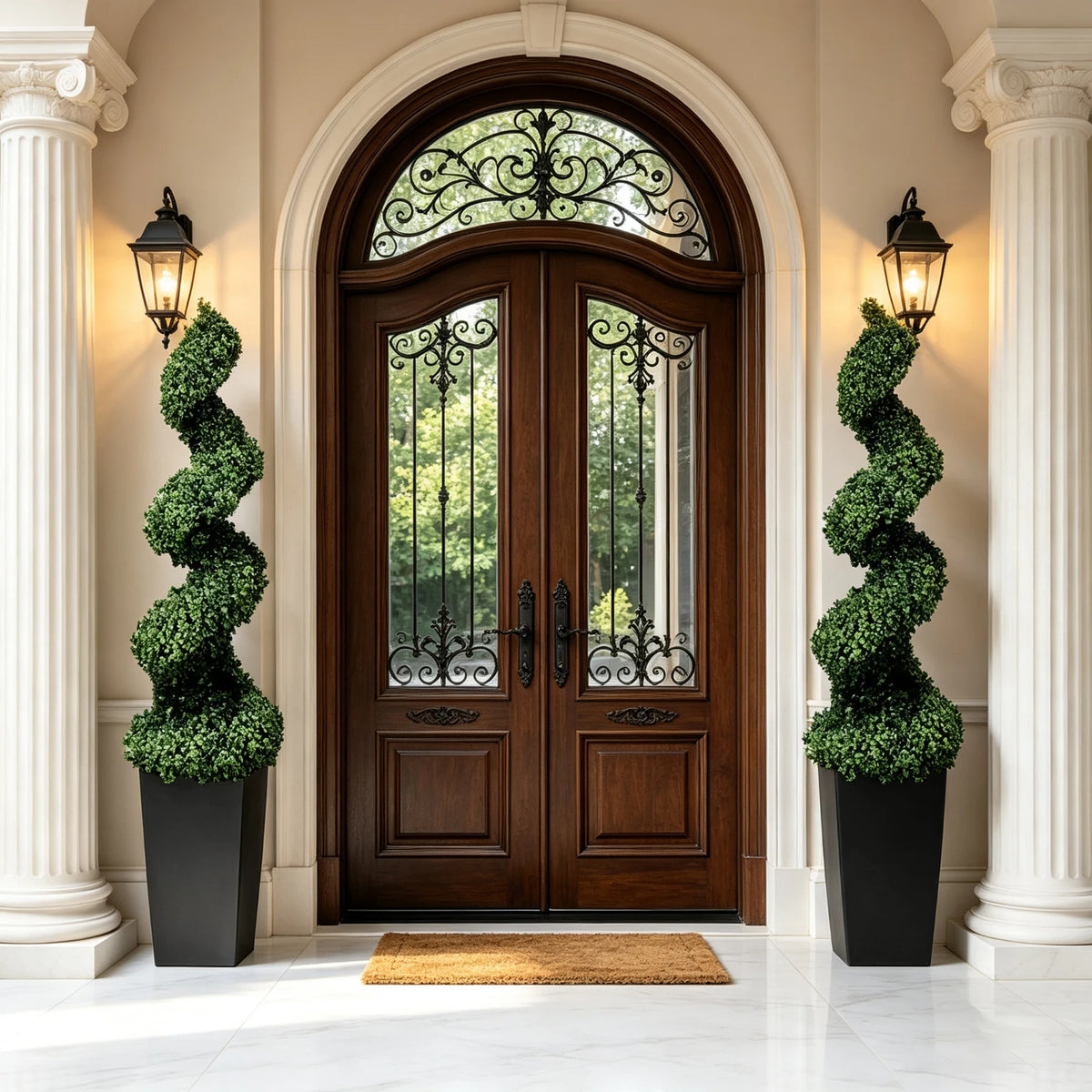 Olitree Artificial Spiral Boxwood Topiary Trees With Decorative Planter