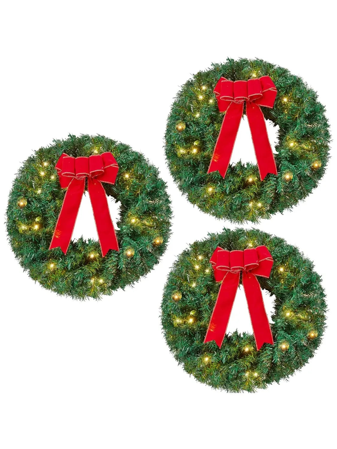 Joyfy Pre Lit Christmas Wreaths With LED Lights And Ribbon