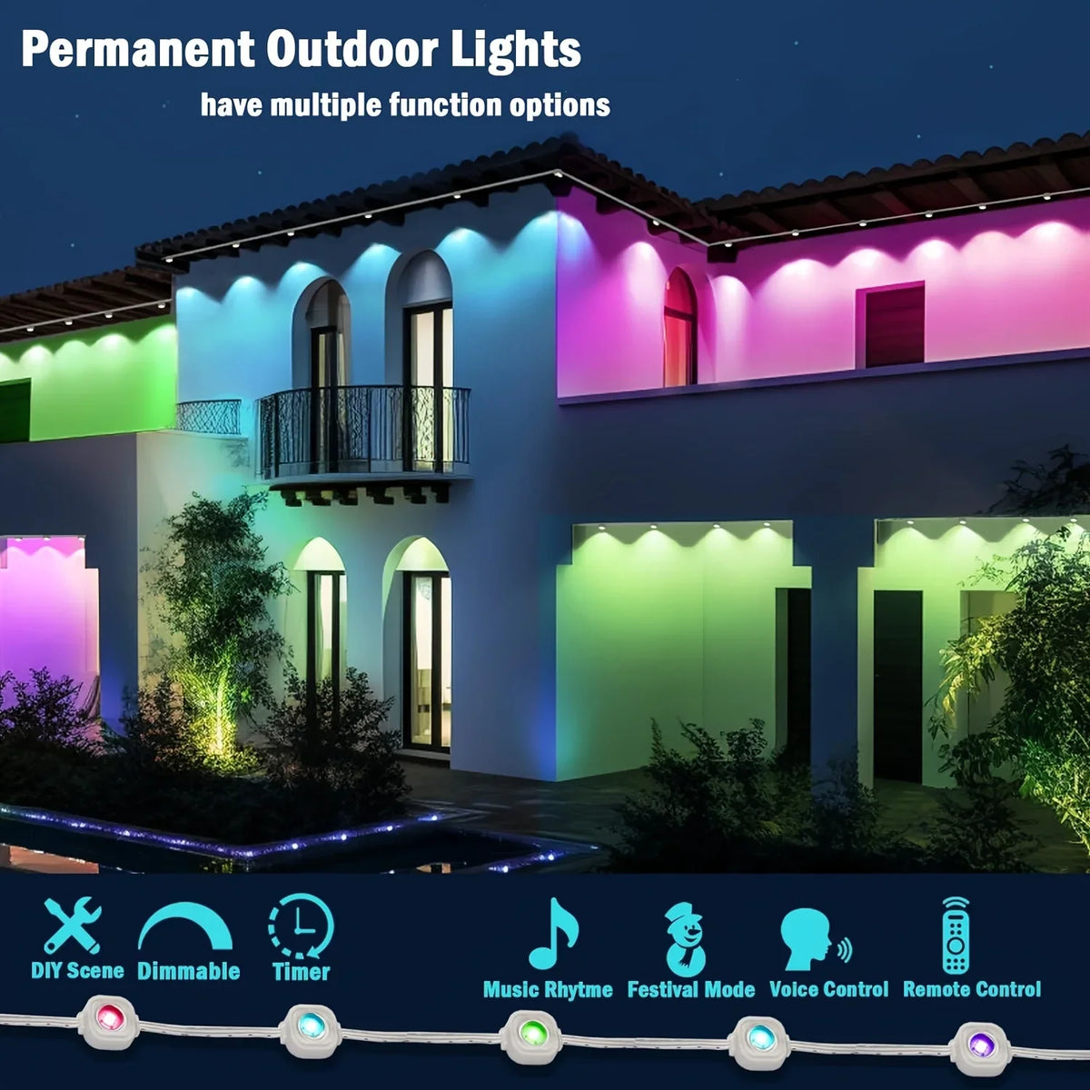 MIMIRGB Permanent Outdoor LED Eaves Lights With Smart App Control