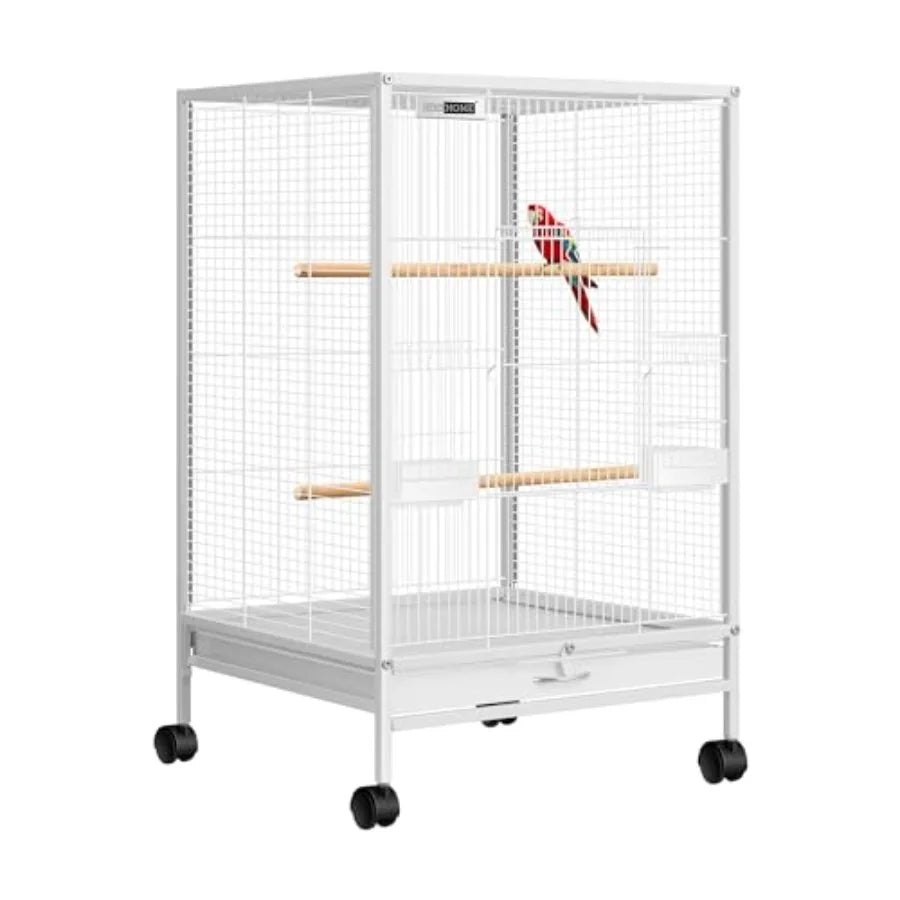 Wrought Iron Bird Cage With Rolling Stand For Small Birds