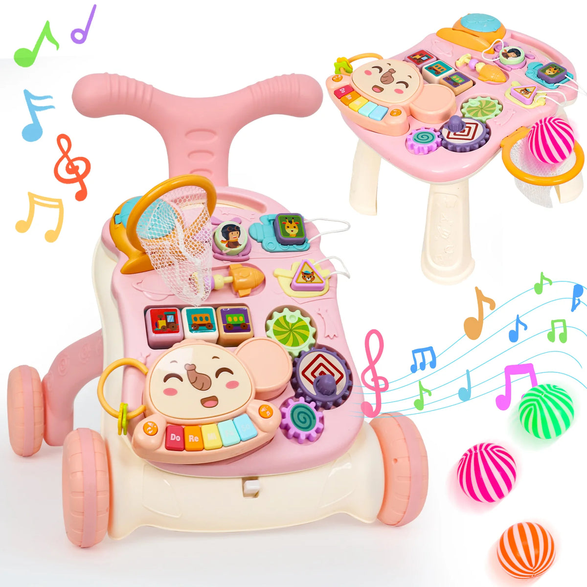 LLParty Multifunctional Toddler Push Walker With Activity Tray