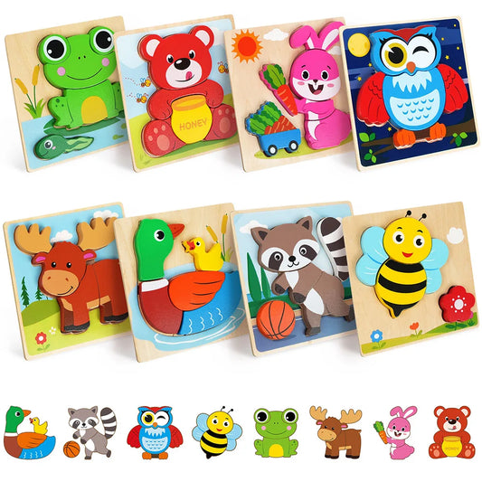Educational Wooden Animal Puzzles For Toddler Kids Learning