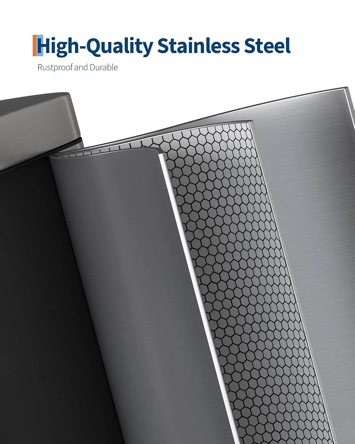 50 L Stainless Steel Trash Can Toilet Side Garbage Can with Lid Kitchen Odorproof Trash Bin Covered Trash Can Wastepaper Basket