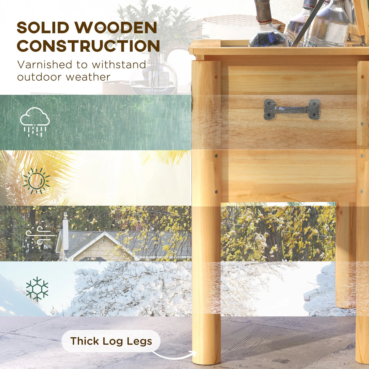 Wooden Patio Cooler 54Qt. Outdoor Beverage Cooler, Natural