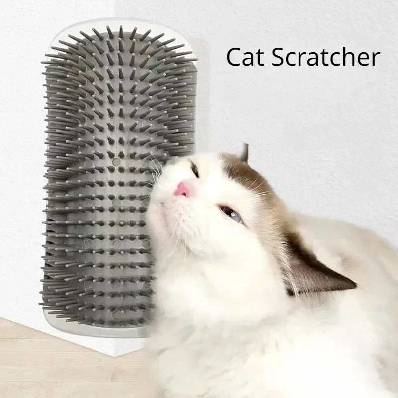 Cat Deshedding Massage Comb Corner Scratcher Brush With Catnip
