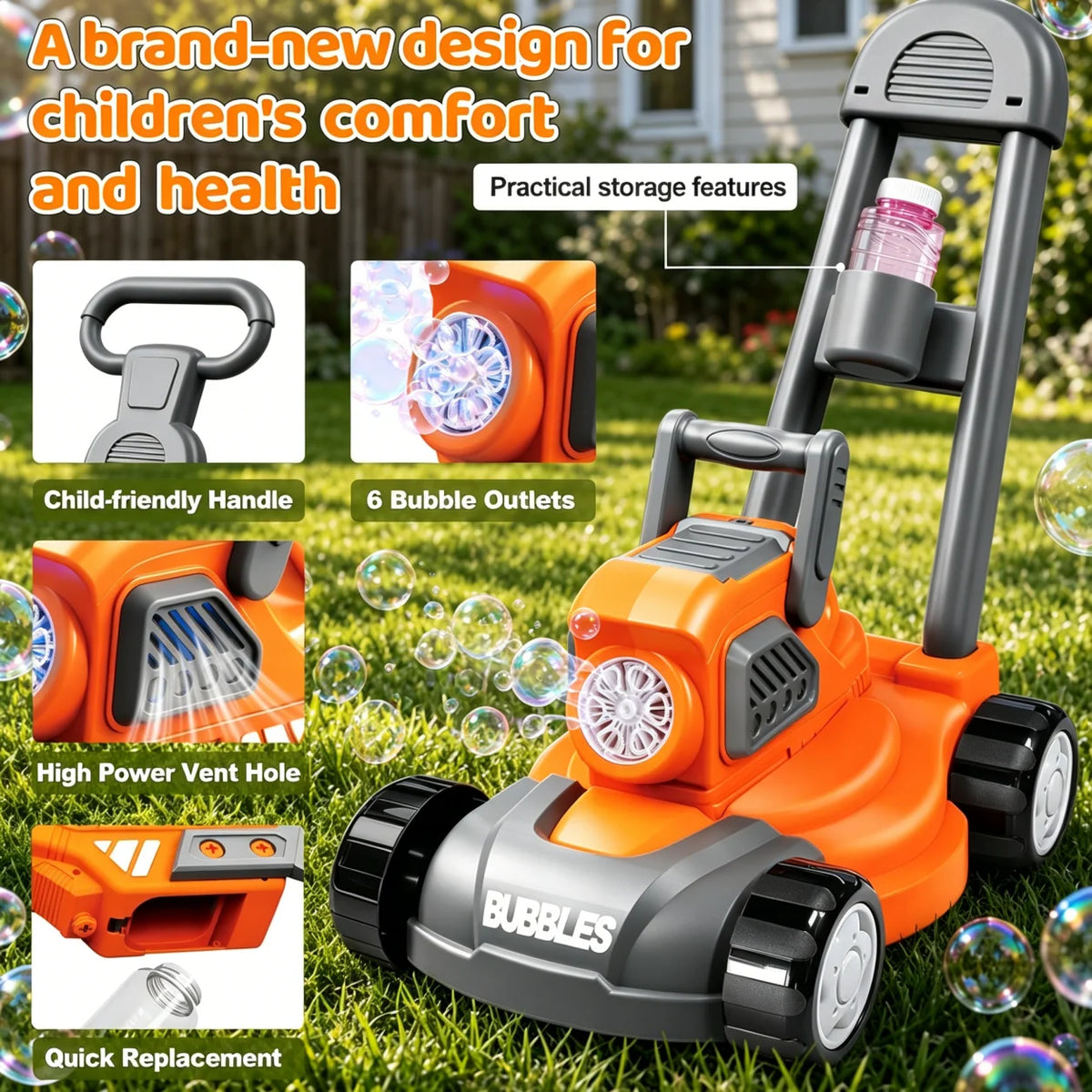 Electric Bubble Lawn Mower For Children And Toddlers
