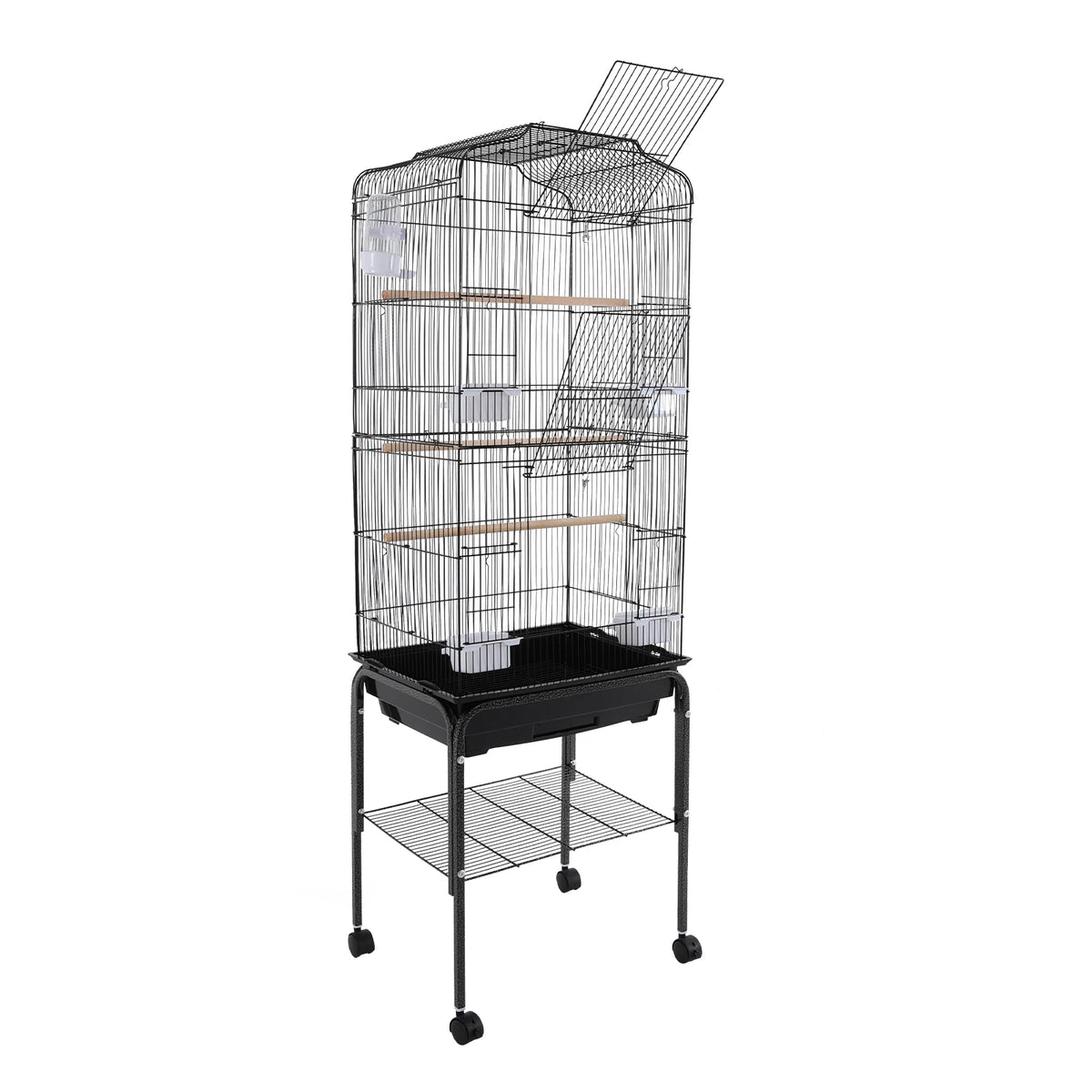 Spacious Iron Bird Cage With Stand And Wheels For Parrots