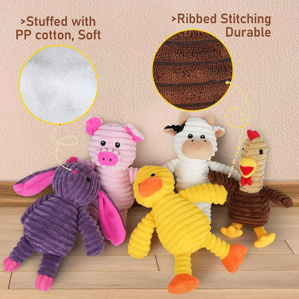 Soft Plush Squeaky Dog Toys Animal Assortment Value Bundle