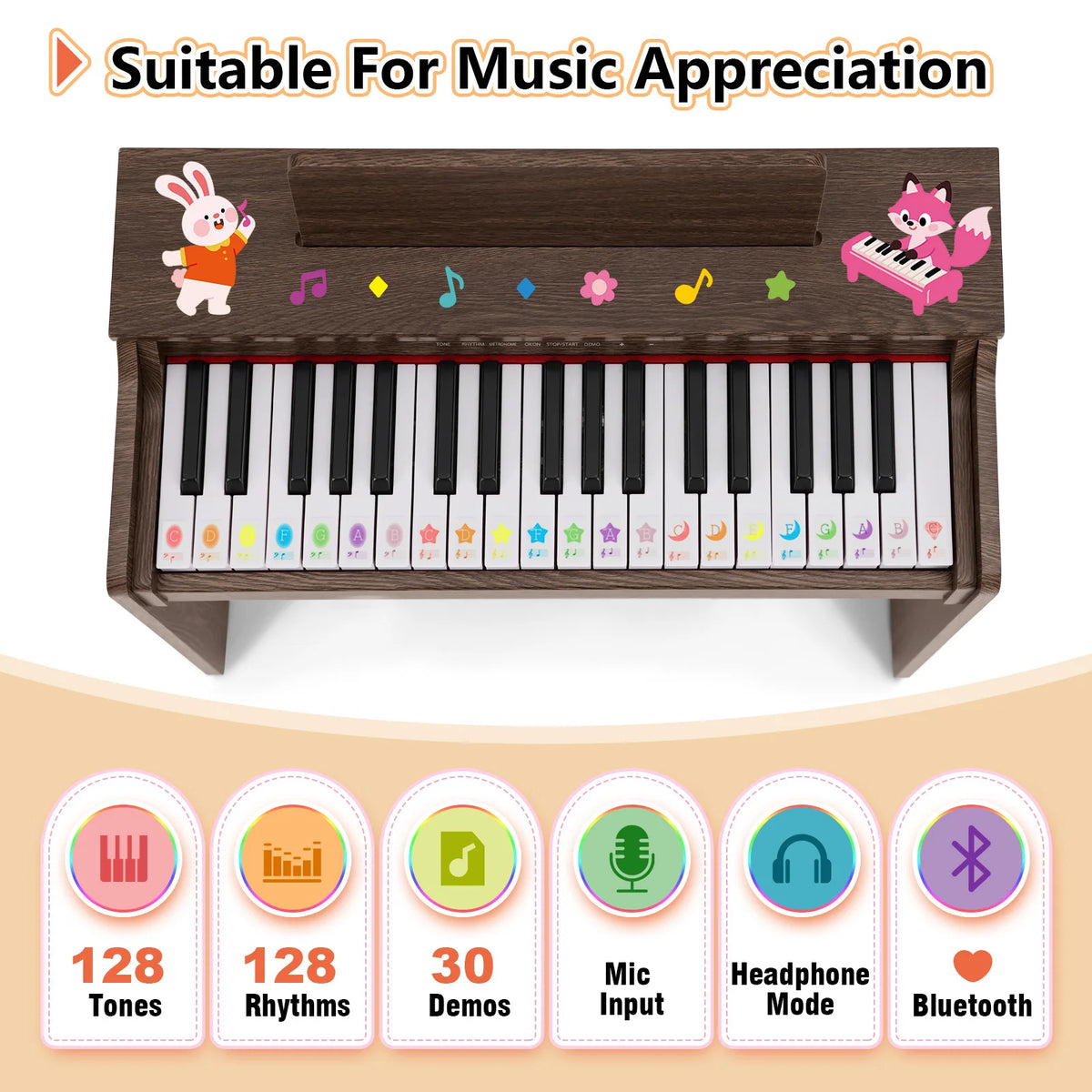 Mustar Wooden Digital Piano With Bench And Music Book