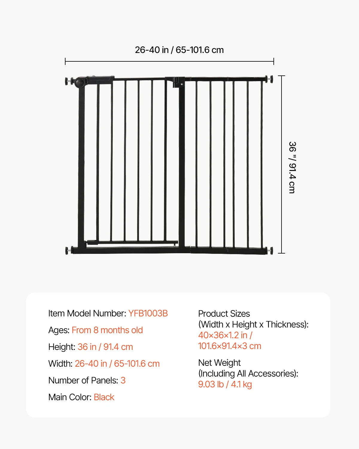 SucceBuy Stainless Steel Walk Thru Pressure Mount Baby Gate
