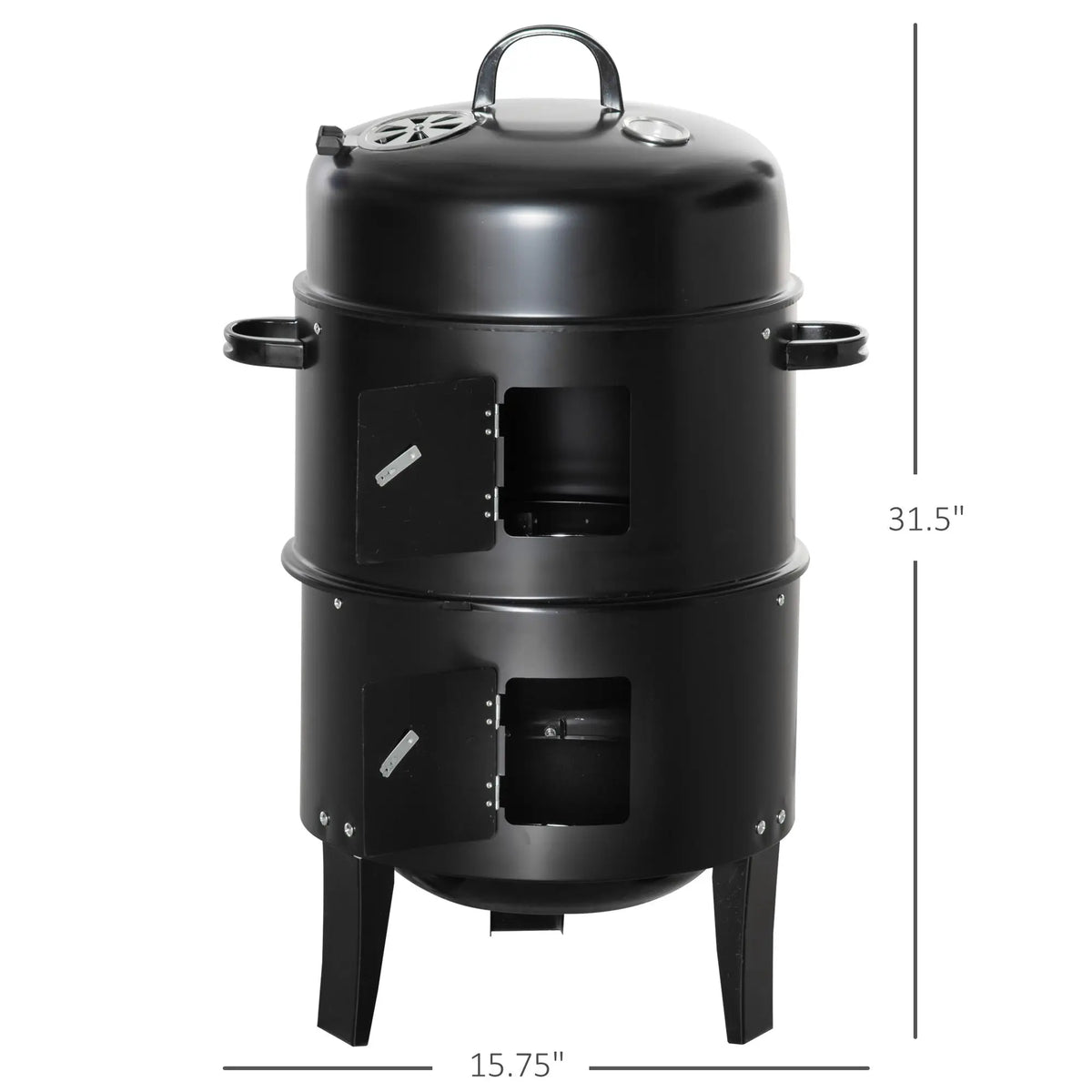 Outsunny Three In One Outdoor Charcoal BBQ Grill And Smoker