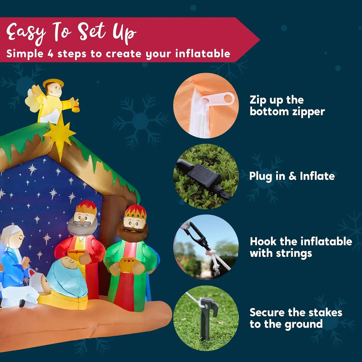 Joyfy Illuminated Christmas Nativity Scene Inflatable Decoration