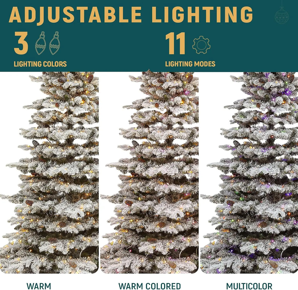9 Foot Flocked Mountain Pine Christmas Tree, Pre-Lit and Includes Remote