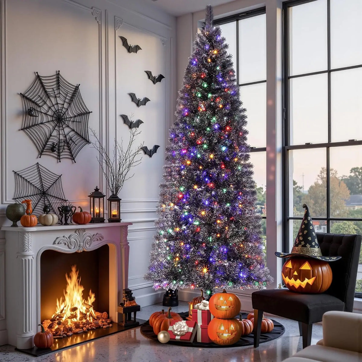 HiMISS Artificial Halloween Christmas Tree With Realistic Branch Tips