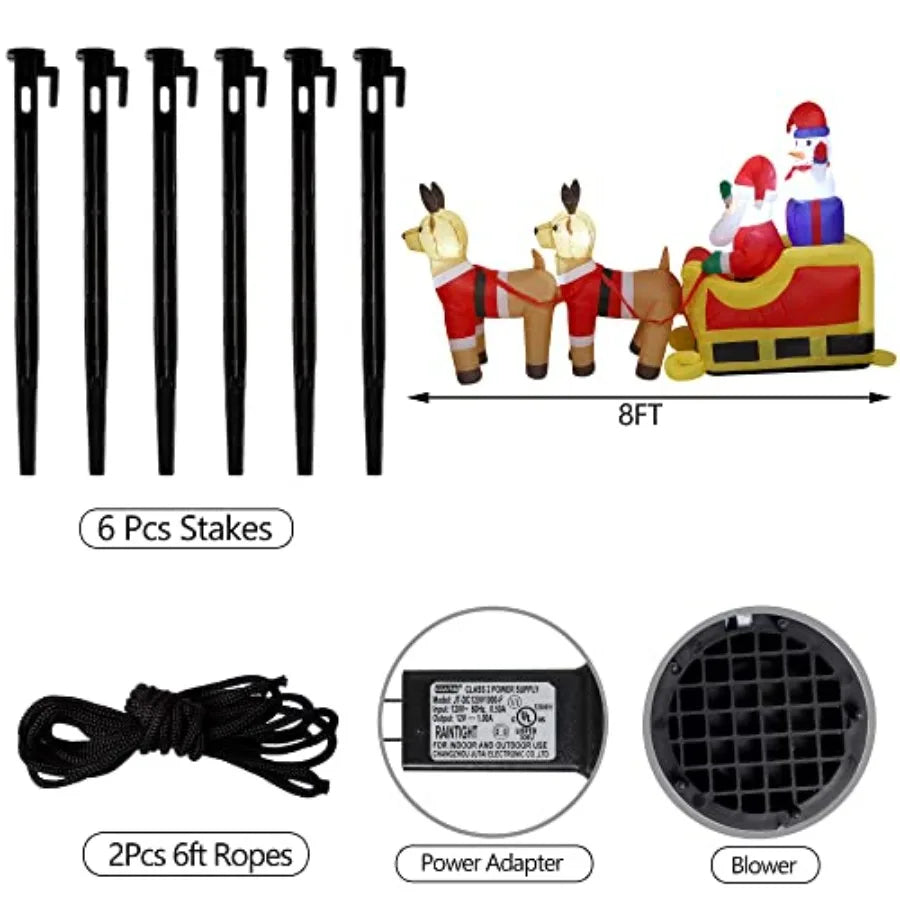OLOEY Outdoor Christmas Inflatable Santa Sleigh Decoration