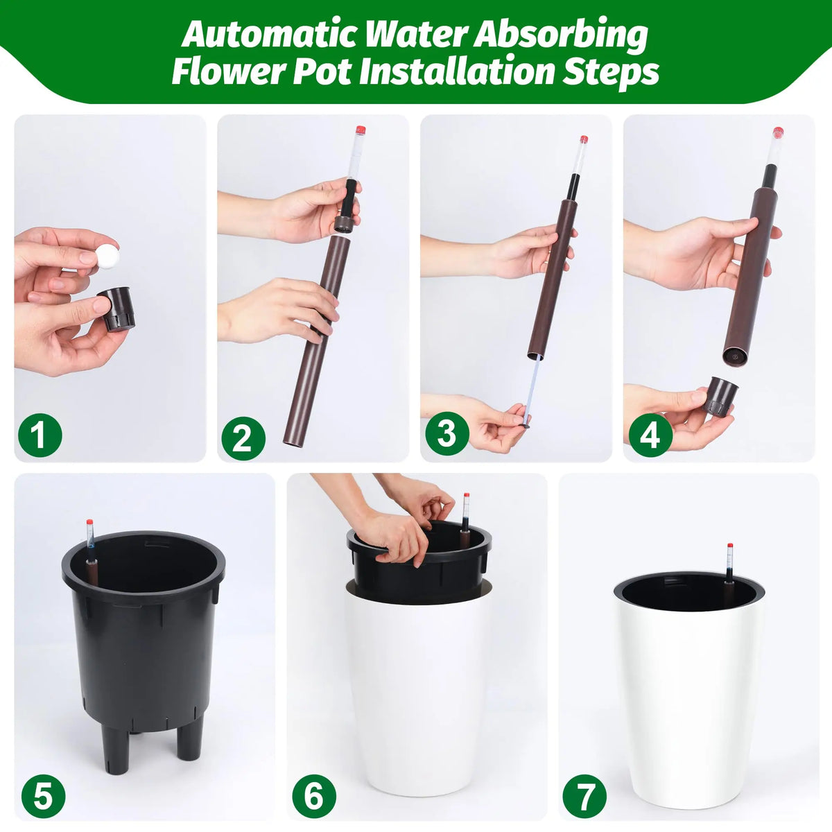 HiMISS Self Watering Indoor Outdoor Flower Planters With Level Indicator